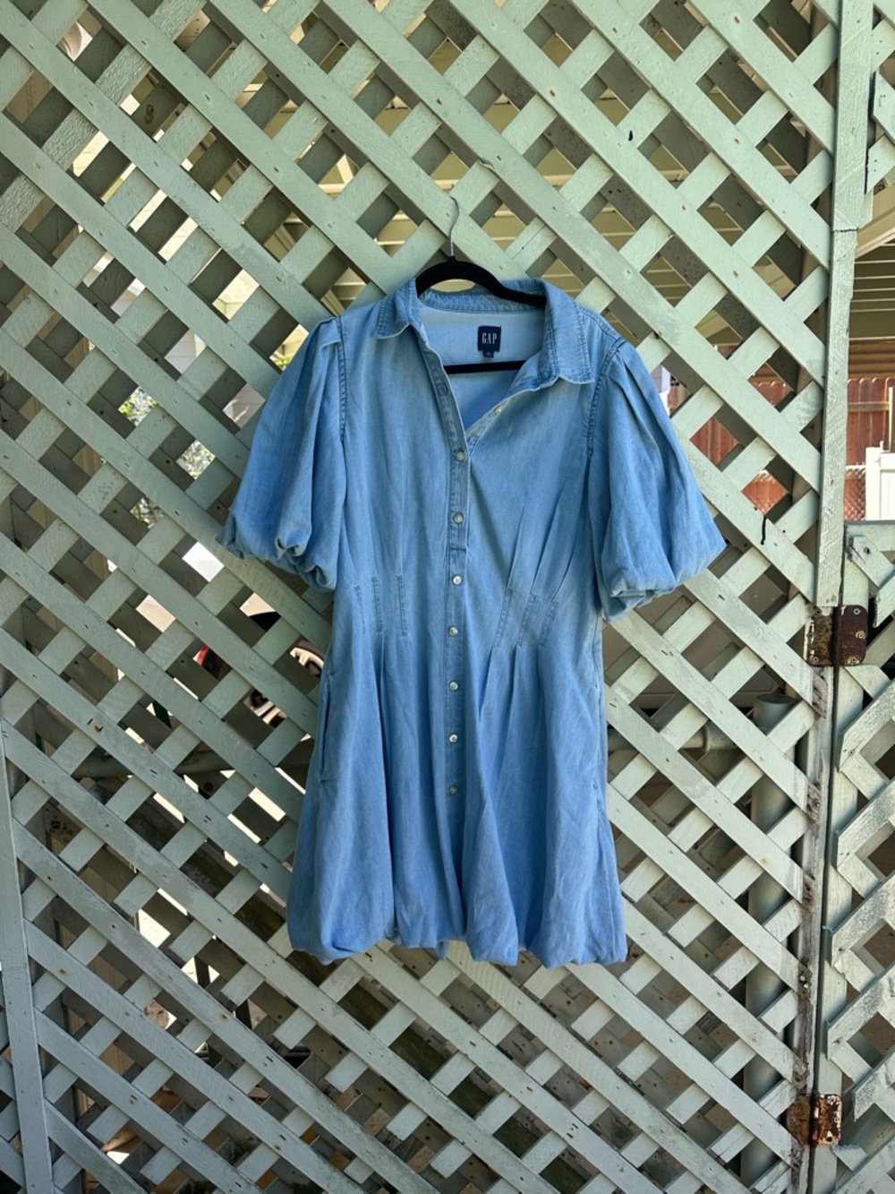Gap Denim Bubble Mini Shirtdress - Picture 3 of 5